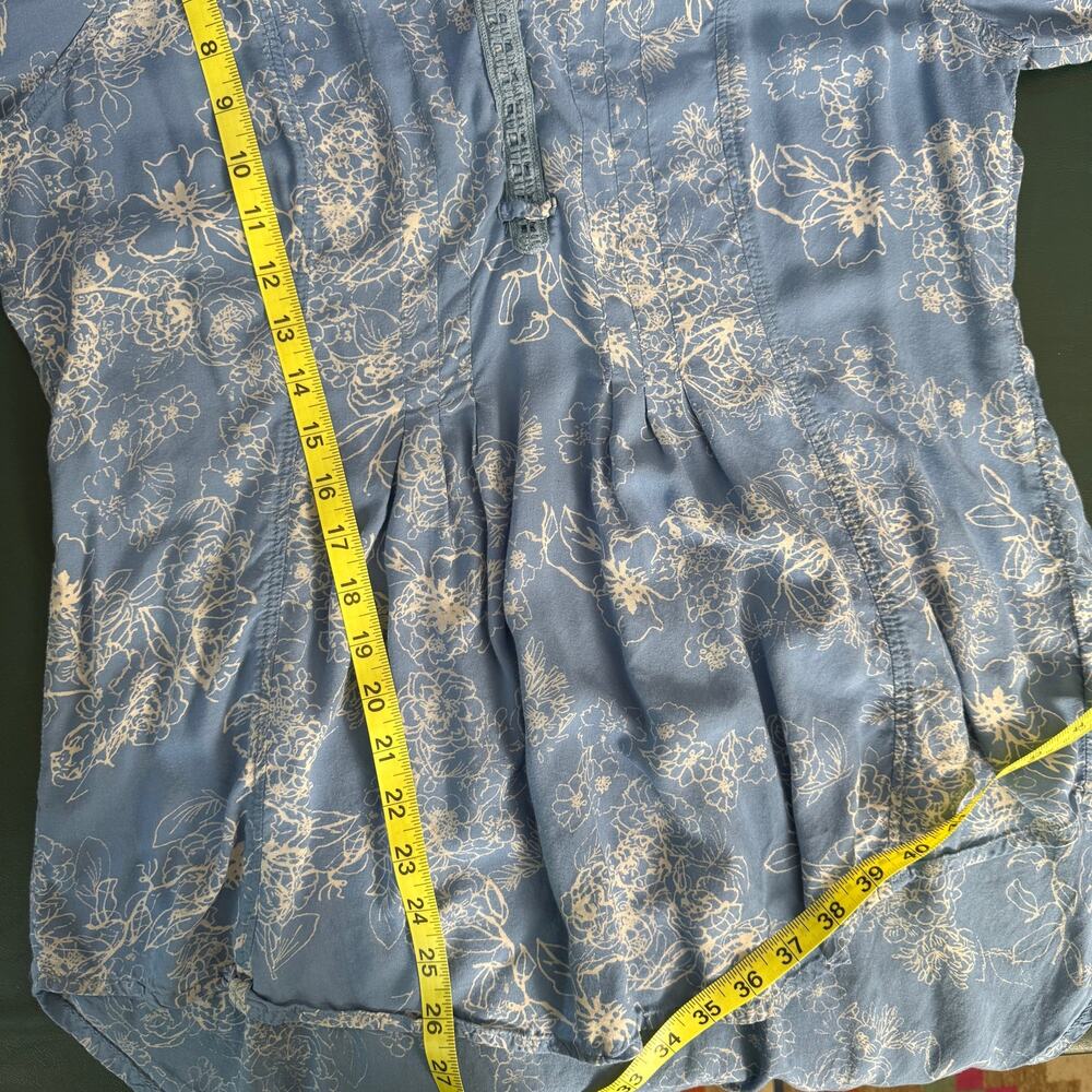 Vintage America Blues Women Missy Top L Blue Floral SOFT 100% Modal Boho Crochet - Picture 9 of 11